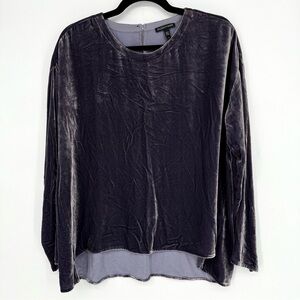 Eileen Fisher Women's Long Sleeve Silk Blend Velvet Top Lavender SP